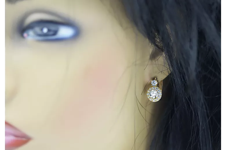 Zirkon 14 Karat Roségold Ohrringe Vintage Schmuck cec003r